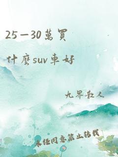 25—30万买什么suv车好