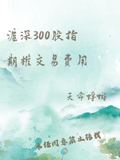 沪深300股指期权交易费用