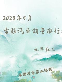 2020年9月电动汽车销量排行榜前十名