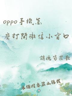 oppo手机怎么打开微信小窗口