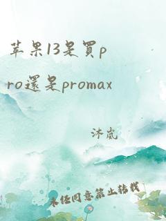 苹果13是买pro还是promax