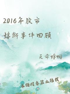 2016年股市熔断事件回顾