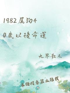 1982属狗40岁以后命运