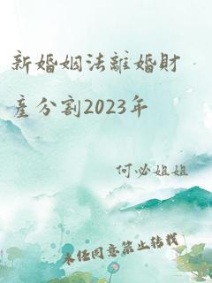 新婚姻法离婚财产分割2023年