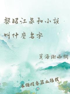 黎昭江晏和小说叫什么名字