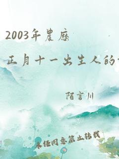 2003年农历正月十一出生人的命运