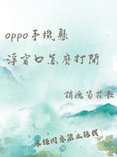 oppo手机悬浮窗口怎么打开