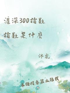 沪深300指数指数是什么