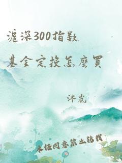 沪深300指数基金定投怎么买