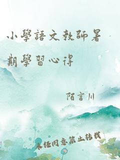 小学语文教师暑期学习心得