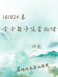 161024基金今日净值查询估值