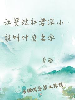 江曼烟许君深小说叫什么名字