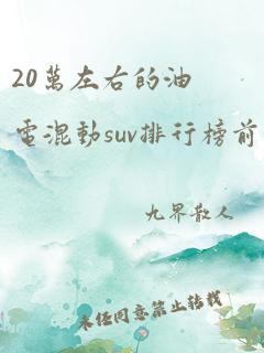 20万左右的油电混动suv排行榜前十名