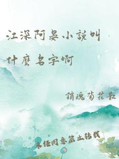 江深阿晏小说叫什么名字啊