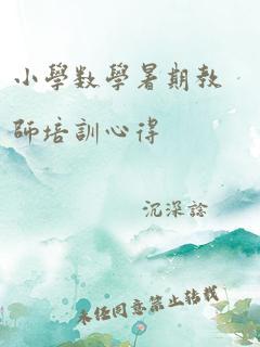 小学数学暑期教师培训心得