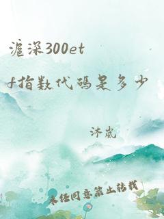 沪深300etf指数代码是多少