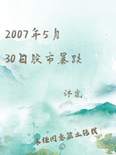 2007年5月30日股市暴跌