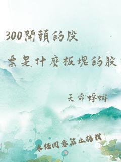 300开头的股票是什么板块的股票