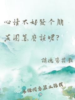 心情不好发个朋友圈怎么说呢?