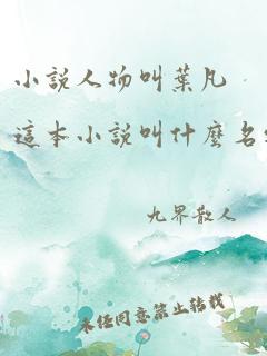 小说人物叫叶凡这本小说叫什么名字