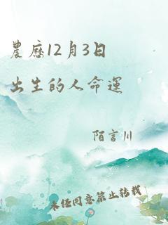 农历12月3日出生的人命运