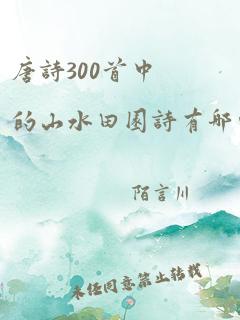 唐诗300首中的山水田园诗有哪些