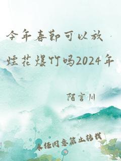 今年春节可以放烟花爆竹吗2024年